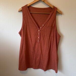 SHEIN v— neck pocket front faux  button tank